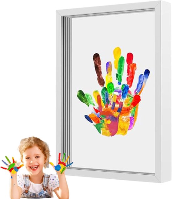 Handafdruk Kit - Aandenken Frame - Baby Kamer Decoratie - Transparant Acryl - 34 x 27 cm - Wit van Merkloos