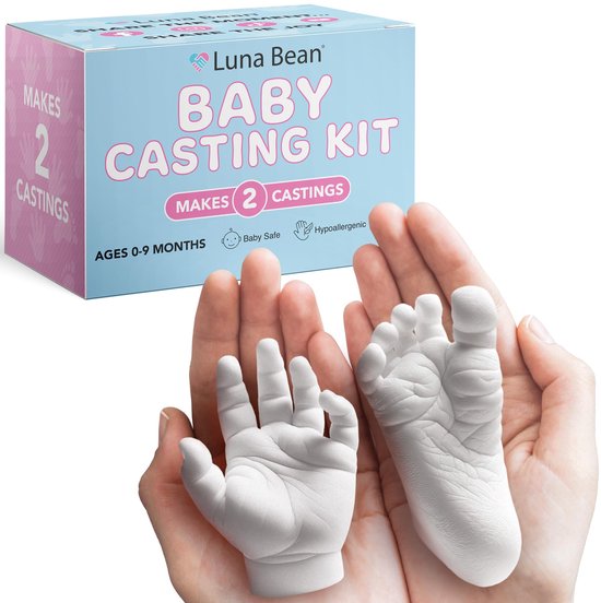 Handafdrukmalset - 3D gipsmalset - Hand- en voetafdrukmal voor baby's - Maakt 2 mallen (handafdruk + voetafdruk) - Voordelig - Cadeau voor aanstaande moeders