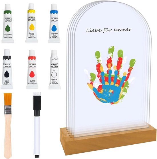 Handafdrukset Familie - Baby Hand Voet - Herinneringen Maken - Ruimte Voor Vijf - 25x14x4 cm - Transparant