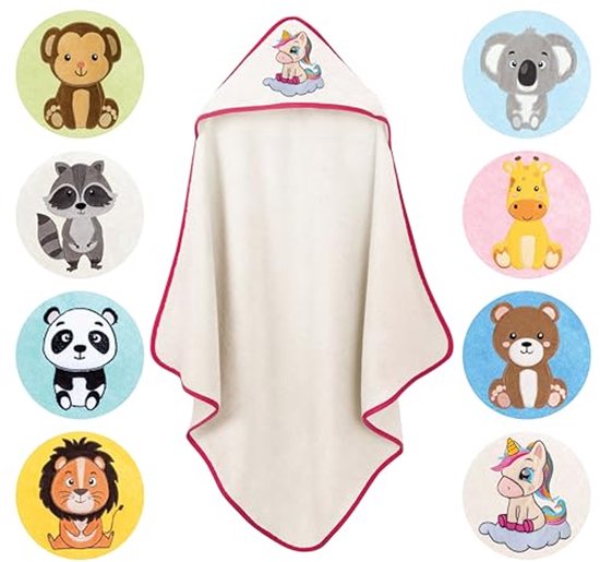 Handdoek met kap voor baby - 100% katoen - OEKO TEX - 80x80cm - Ideaal voor meisjes en jongens van Merkloos