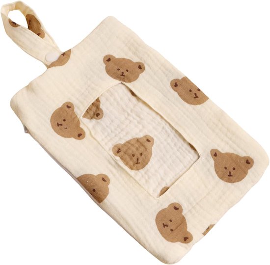 Handdoekdispenser Onderweg - Draagbare Houder - Gemakkelijk Meenemen - Met Trekkoord - 15 x 15 x 1 cm - Beer