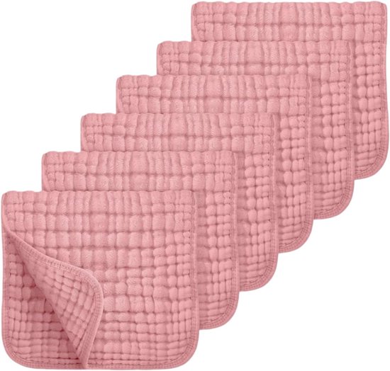 Handdoeken - Handdoeken - washandjes - Babyhanddoek -Slabbetje -Katoen Mousseline handdoek -Katoen - Superzacht en absorberend - 24 x 45 cm (roze) - Verpakking 6 stuks
