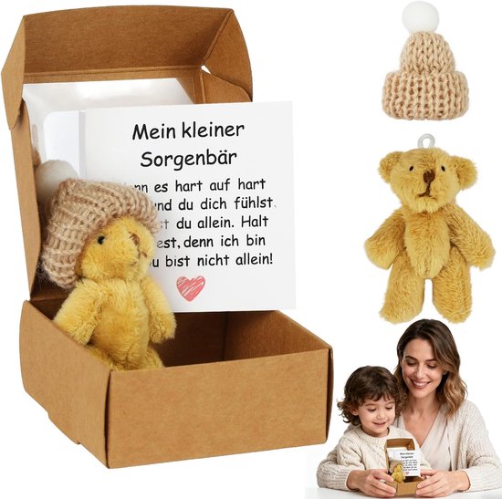 Handgemaakte Mini Teddybeer in Geschenkdoos met Motiverende Boodschap