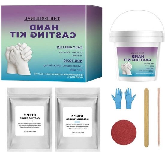 Handgiet Set - Handafdruk Kit - Herinneringen Vasten - Huidvriendelijk Materiaal - 13.5 x 13.5 x 13.5 cm - Niet gespecificeerd