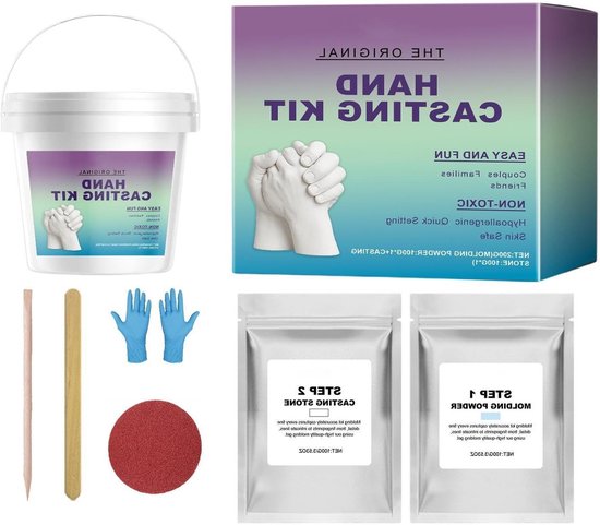 Handgietset Koppels - Gips Handen - Herinneringen Maken - Gedetailleerde Vorm - 400 g - Doe-het-zelf