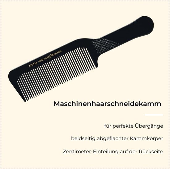 Handgreep kam met afgeplatte kam - ideaal voor tondeuse - met centimeterschaal - afmetingen: 245 cm. van Merkloos