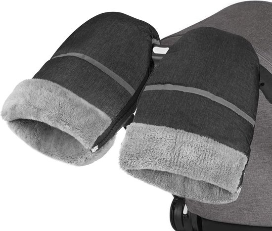 Handmuff - Kinderwagen accessoire - Wandelen met baby - Waterdicht winddicht - 29 x 21 cm - Grijs