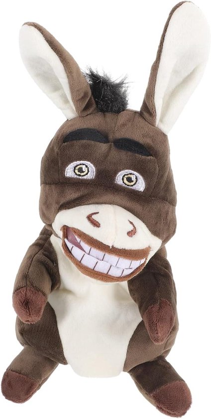 Handpop Ezel - Pluche pop Knuffeldier - Verhalen Vertellen - Zacht Pluche Materiaal - 30 cm - Lichtbruin