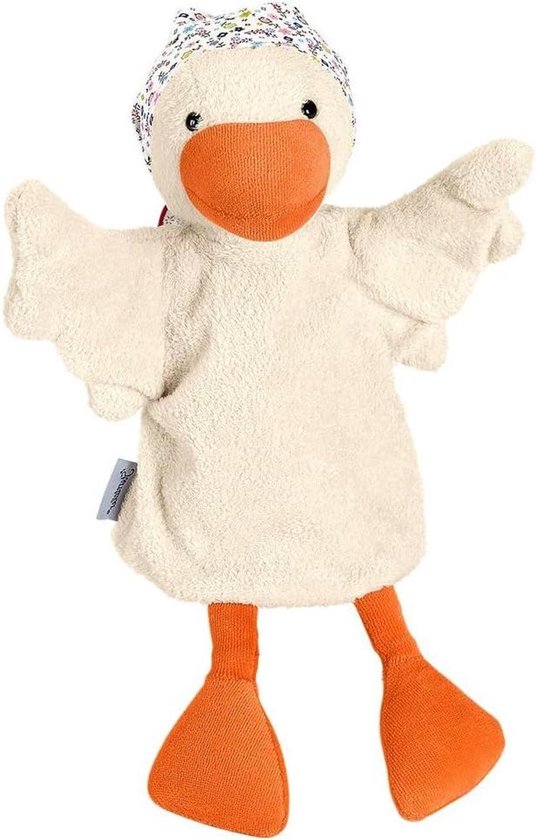Handpop Gans - Poppenkast Gijs - Verhalen Vertellen - Zacht Materiaal - 35 x 22 x 11 cm - Wit