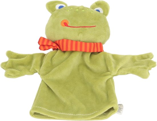 Handpop Kikker - Pluche Dier - Interactief Spel - Zacht PP Katoen - 25 x 24 x 5 cm