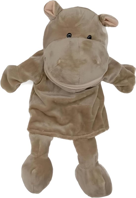 Handpoppen Dier - Pluche Pop - Interactief Spel - Beweegbare Mond - 35cm - Bruin
