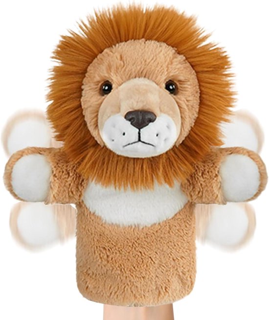 Handpoppen met dieren - Pluche poppen - Verhalen vertellen - Interactief leergereedschap - 26 cm - Bruin