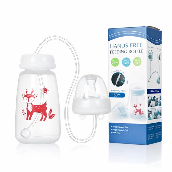 Hands-Free Babyfles 150 ml - BPA-vrij - Anti-Koliek - Hands Free Feeding Bottle - Voor Thuis & Onderweg van Chicco