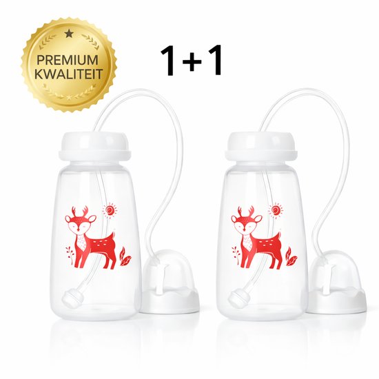 Hands Free Babyfles – 2 Stuks (1+1) – BPA-vrij – Anti-Koliek – Voor Auto & Kinderwagen – 150 ml van Merkloos