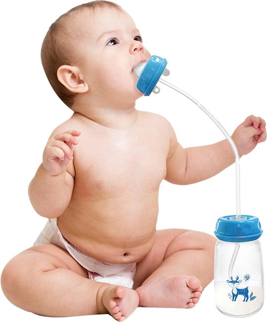 Hands free feeding bottle van Merkloos