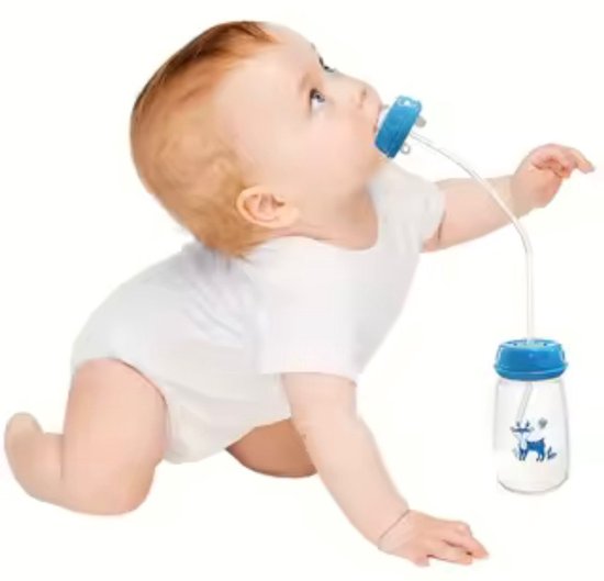 Hands-Free rode Babyfles 150ml – BPA-vrij – Anti-Koliek – Hands Free Feeding Bottle – Voor Thuis & Onderweg