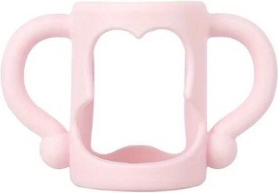 Handvat Babyfles - geschikt voor smalle hals flessen - zelfstandig drinken - peuterfles - baby - rose van Luvion