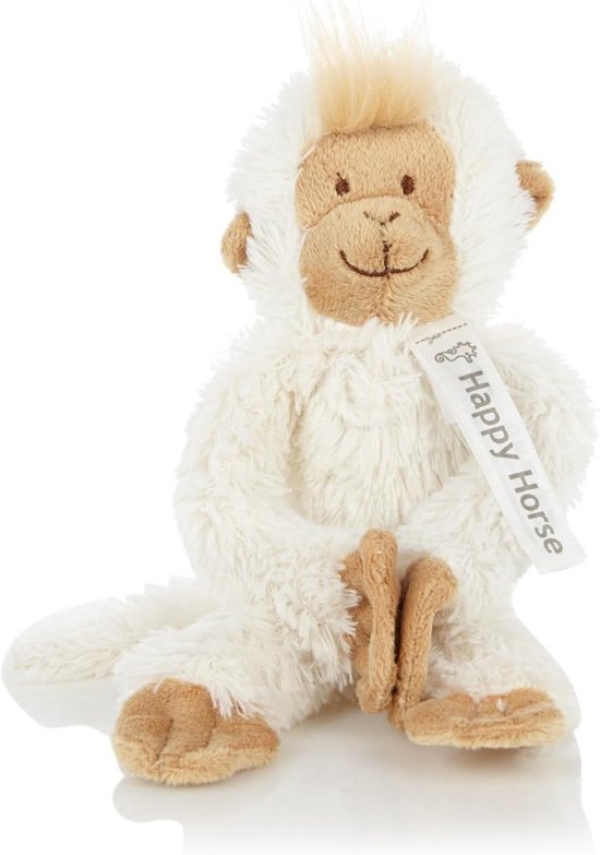 Hangende knuffel aap van pluche, klein wit dier van Merkloos