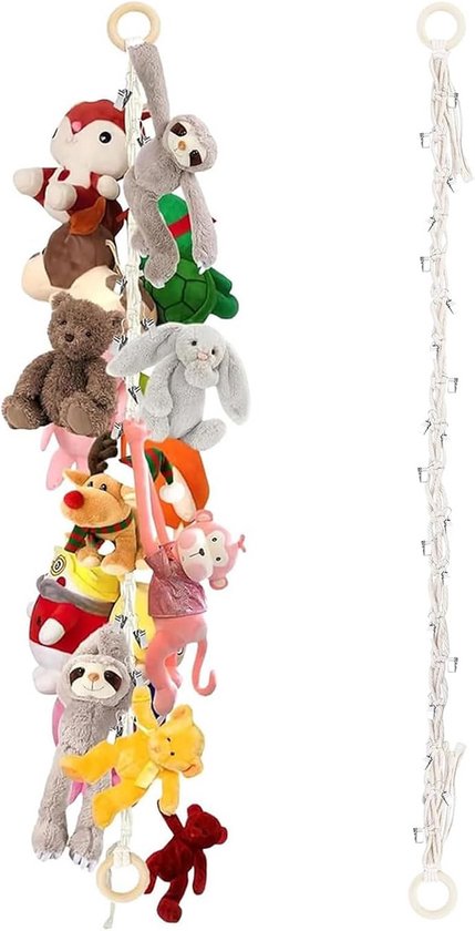 Hangende Knuffel Opbergmand met Klemmen - Pluche Speelgoed Organizer voor Kinderkamer & Woonkamer van Aitsite