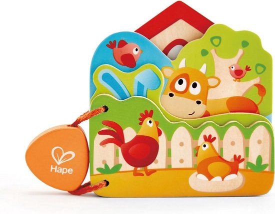 Hape Houten Babyboekje Boerderijdieren 16 X 12,5 Cm van Hape