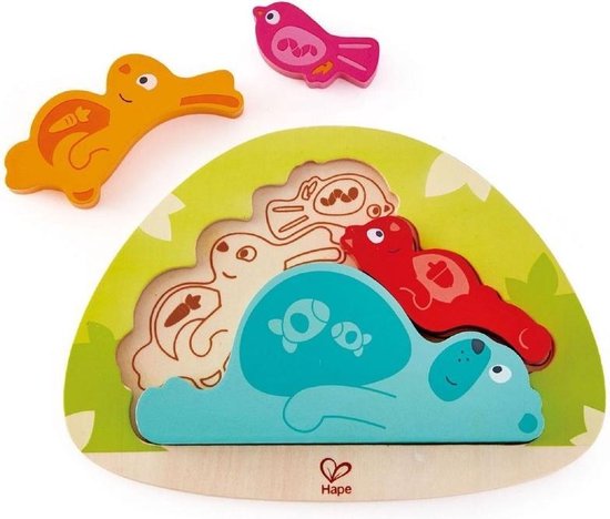 Hape Vormenpuzzel Slapende Dieren Junior Hout 4 Stukjes van Hape