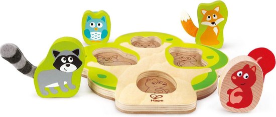 Hape Vormenpuzzel Who's In The Tree Junior Hout 4 Stukjes van Hape