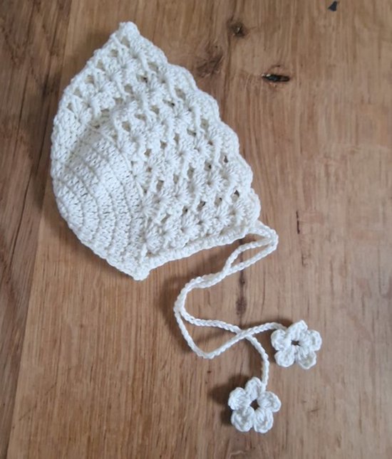 Happy Bebie | Baby | Newborn | Bonnet | Gehaakt | Katoen | Handmade van Merkloos