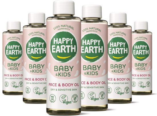 Happy Earth 100% Natuurlijke Bundel Baby & Kids Gezicht en Lichaam Olie 150ML van Merkloos