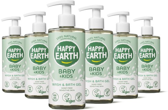 Happy Earth 100% Natuurlijke Bundel Baby & Kids Was en Badgel 300ML van Happy Earth