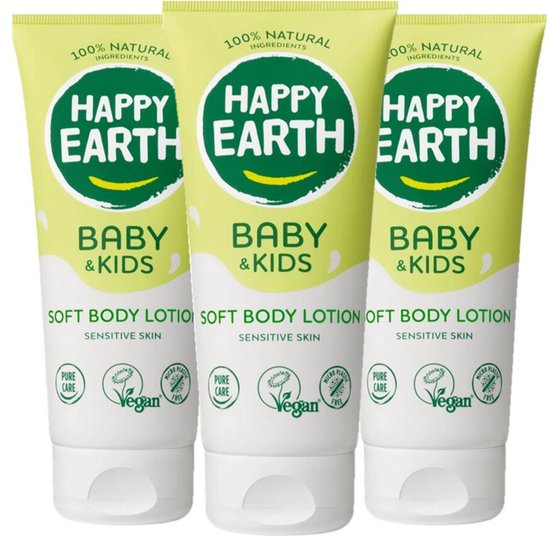 Happy Earth Baby & Kids 100% Natuurlijk Bodylotion - 3 x 200 ml van Merkloos
