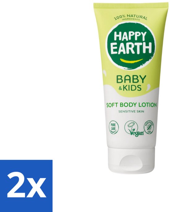 Happy Earth – Bodylotion – 100% Natuurlijk Baby & Kids – 200 ml - Voordeelverpakking - 2 stuks van Merkloos