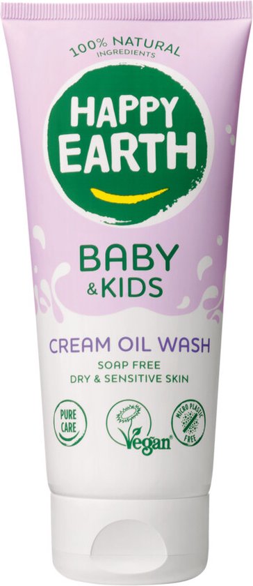 Happy Earth Cream Oil Wash 100% Natuurlijk Baby & Kids 200 ml van Happy Earth