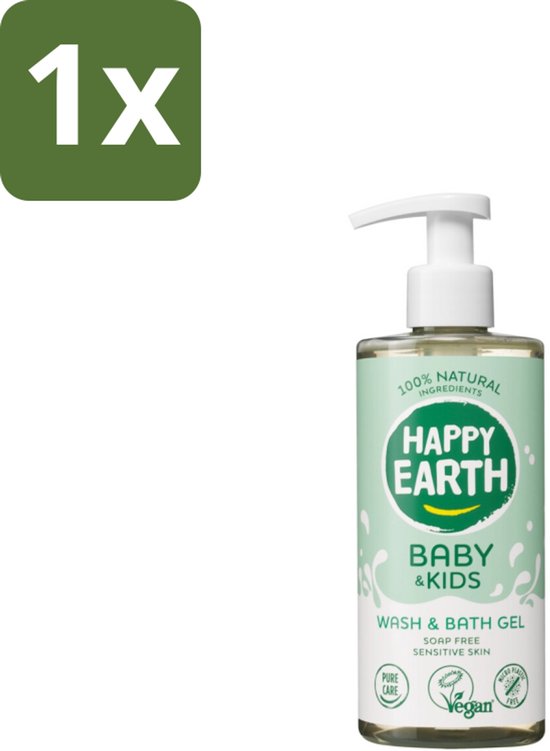 Happy Earth – Was & Badgel – Zeepvrij Baby & Kids – 300 ml - 1 stuk van Merkloos