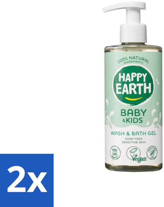 Happy Earth – Was & Badgel – Zeepvrij Baby & Kids – 300 ml - Voordeelverpakking - 2 stuks van Merkloos