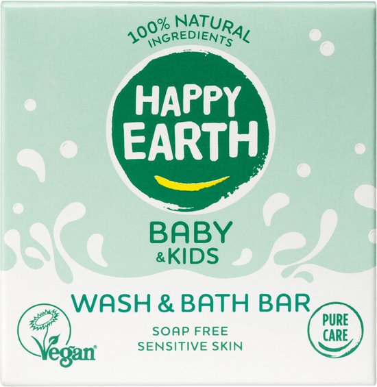 Happy Earth Wash & Bath Bar 100% Natuurlijk Baby & Kids 50 gr van Happy Earth