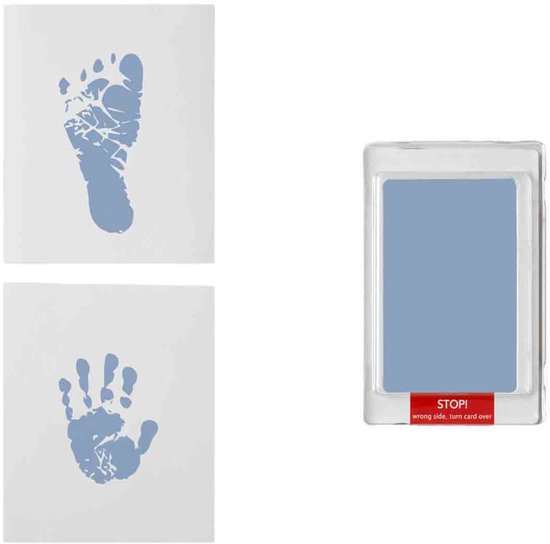 Happy Hands Inkless Baby Hand- & Voetafdruk Set - Blauw – Zonder Inkt | No-Touch, No-Mess | Inclusief 3 Kaartjes (12×10 cm) – Veilige & Schone Baby Afdruk Kit – Perfect Kraamcadeau van Merkloos
