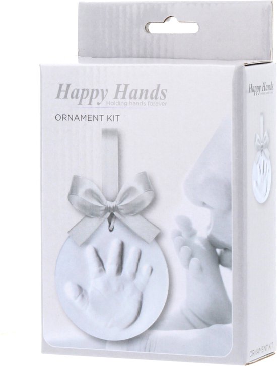 Happy Hands - Ornament Kit - Gipsafdruk hand/voet - Ornament incl zilver lint van Dekocandle