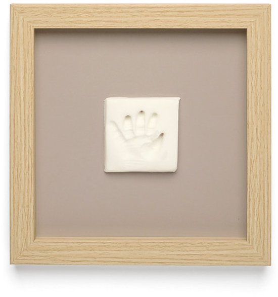 Happy Hands - Stijlvolle Houten Baby Afdruklijst – Hand- & Voetafdruk Set met Klei – Plexiglas Bescherming – Modern Design – Perfect Kraamcadeau – 22x22 cm