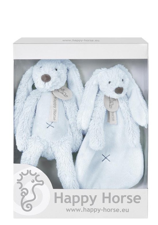 Happy Horse Geschenkverpakking Konijn Richie Blauw Knuffel no. 1 - 28 cm / Knuffeldoekje - 33 cm van Happy Horse