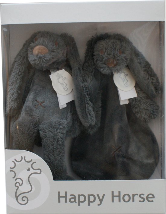 Happy Horse Geschenkverpakking Konijn Richie Donker Grijze Knuffel no. 1 - 28 cm / Knuffeldoekje van Happy Horse
