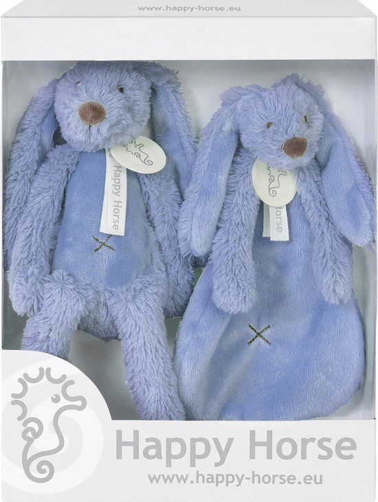 Happy Horse Geschenkverpakking Konijn Richie Donkerblauw Knuffel no. 1 - 28 cm / Knuffeldoekje - 33 cm van Happy Horse
