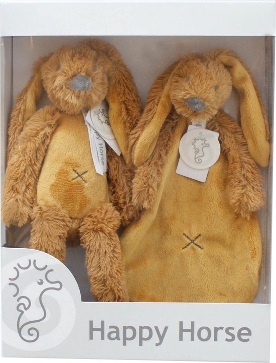 Happy Horse Geschenkverpakking Konijn Richie Oker Knuffel no. 1 - 28 cm / Knuffeldoekje - 33 cm - Kraamcadeau van Happy Horse