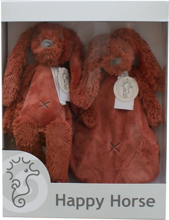 Happy Horse Geschenkverpakking Konijn Richie Rusty Knuffel no. 1 - 28 cm / Knuffeldoekje - 33 cm - Kraamcadeau van Happy Horse