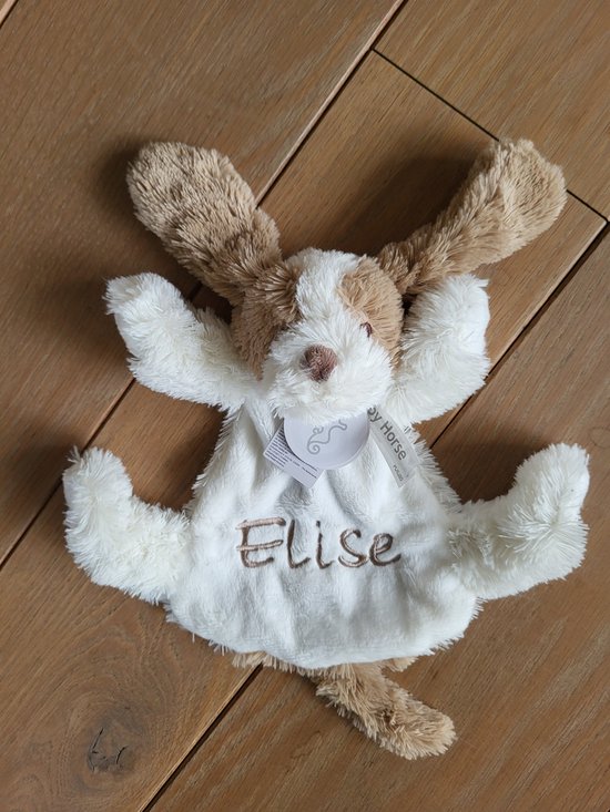 Happy Horse knuffeldoekje dog David/hondje David met geborduurde naam/gepersonaliseerd van Merkloos