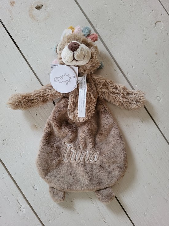 Happy Horse knuffeldoekje lion Leon/leeuw Leon/bruin/meerkleurig/gepersonaliseerd/geborduurde naam van Merkloos