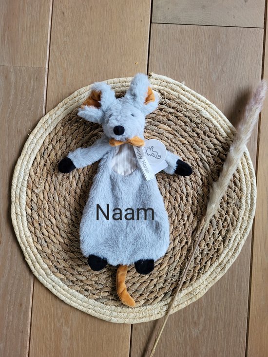 Happy Horse knuffeldoekje Mouse Misty/ Muis Misty/grijs/gepersonaliseerd/geborduurde naam van Merkloos