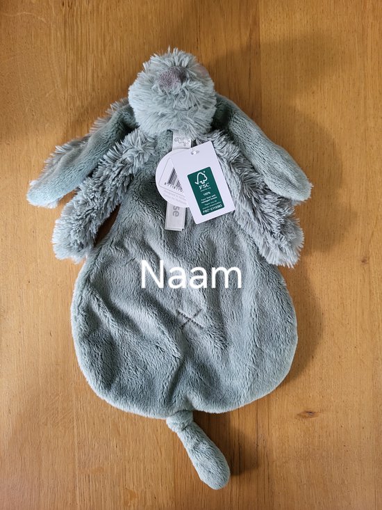 Happy Horse knuffeldoekje rabbit richie green met geborduurde naam/gepersonaliseerd van Merkloos