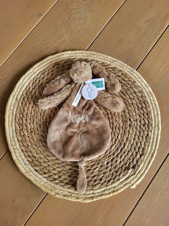 Happy Horse knuffeldoekje Rabbit Richie met geborduurde naam - konijn - kleur Clay - gepersonaliseerd van Merkloos