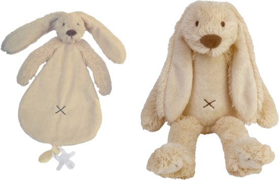 Happy Horse Konijn Richie 28cm + knuffeldoekje - Beige - Baby knuffel van Merkloos