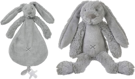Happy Horse Konijn Richie 28cm + knuffeldoekje - Grijs - Baby knuffel van Merkloos